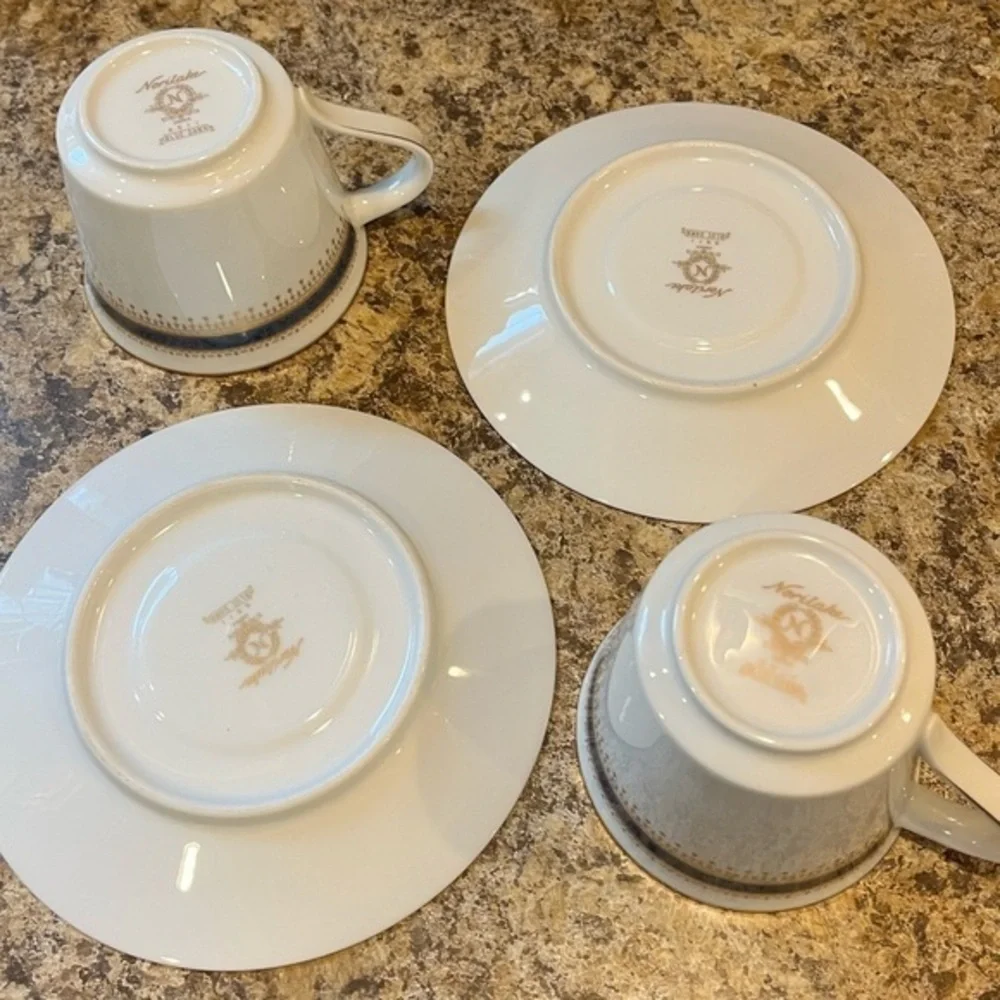 Noritake Blue Dawn Tea Cups and Saucers Set of 2 Like New